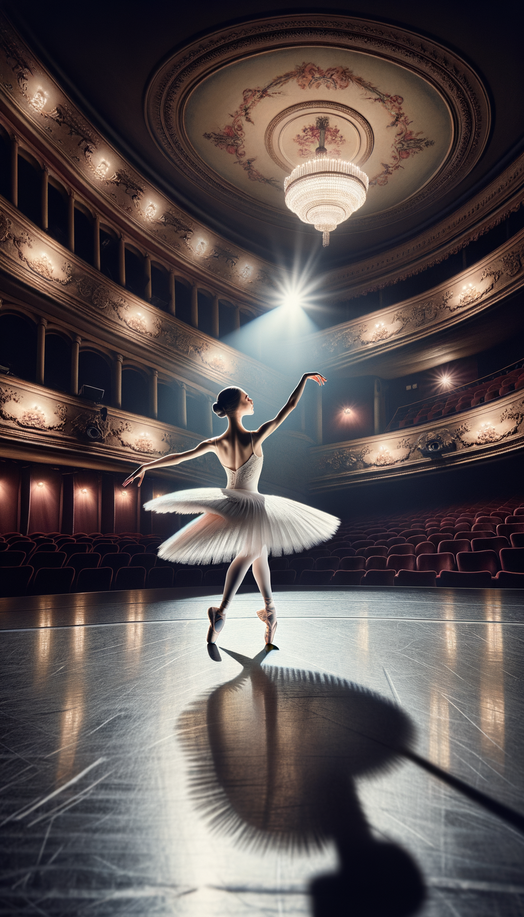 Ballerina performing on grand stage
